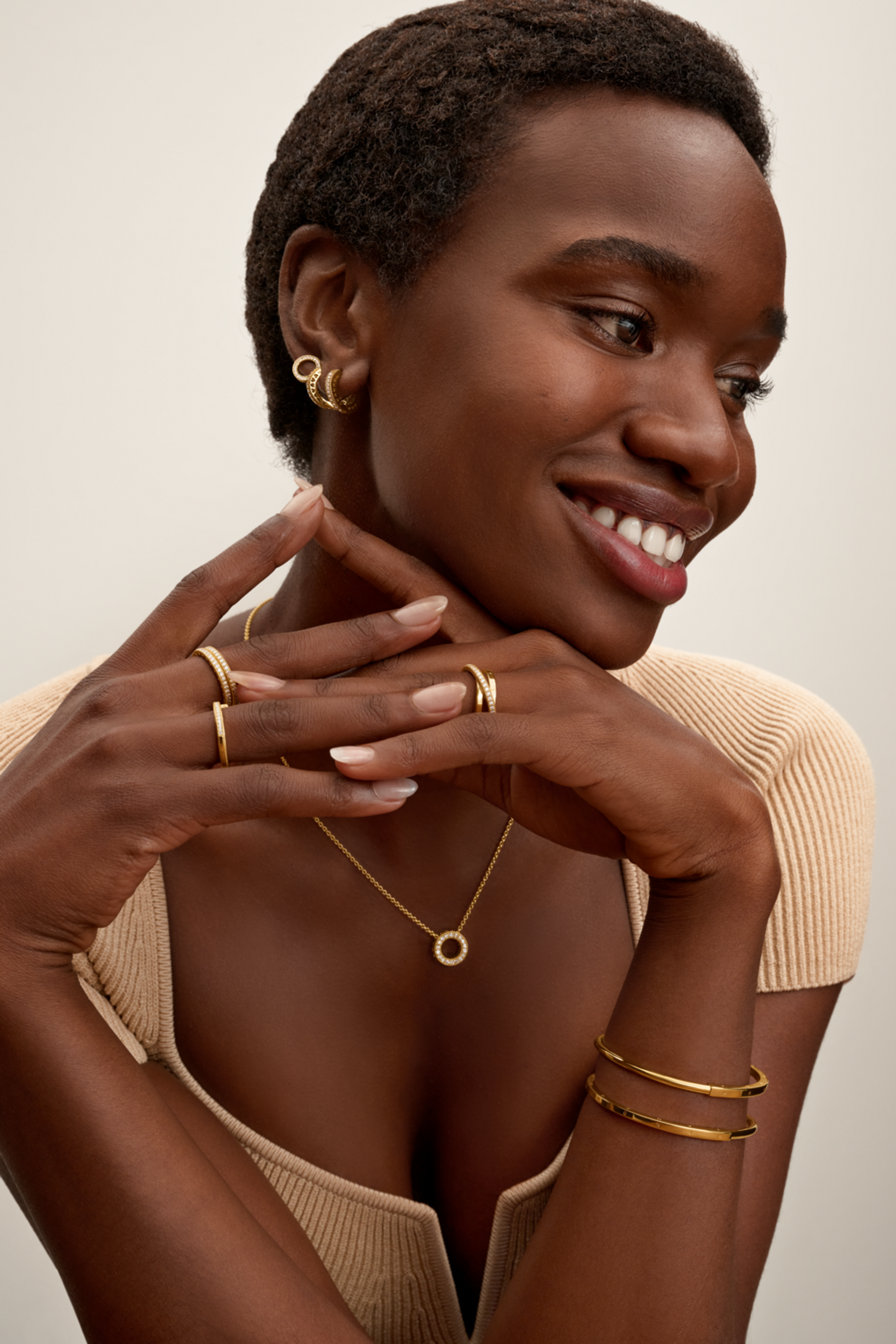 PANDORA krátký náhrdelník Pavé kroužek s logem Pandora - galerie #1