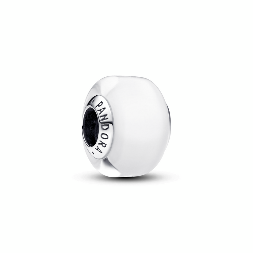 PANDORA mini přívěsek Bílé sklo Murano